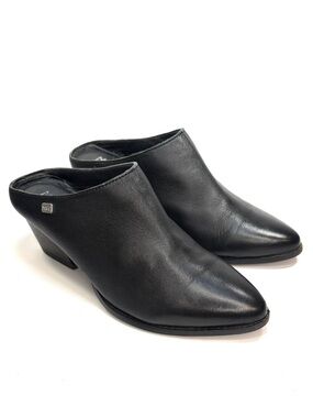 Musse & Cloud Black Leather Heeled Mules | 38